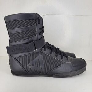RARE Reebok Boxing Shoes Boots Boot High Top Mens Sz 9.5 US All Black 8.5 UK MMA